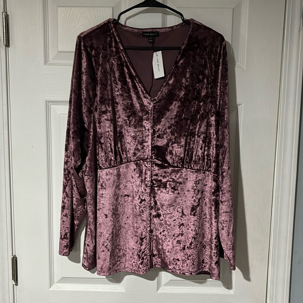 Purple Velvet Blouse Top 22/24 BNWT